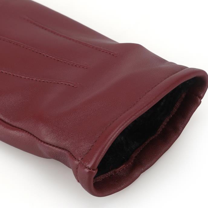 Isotoner® Ladies Three Point Leather Glove Burgundy Extra Image 5